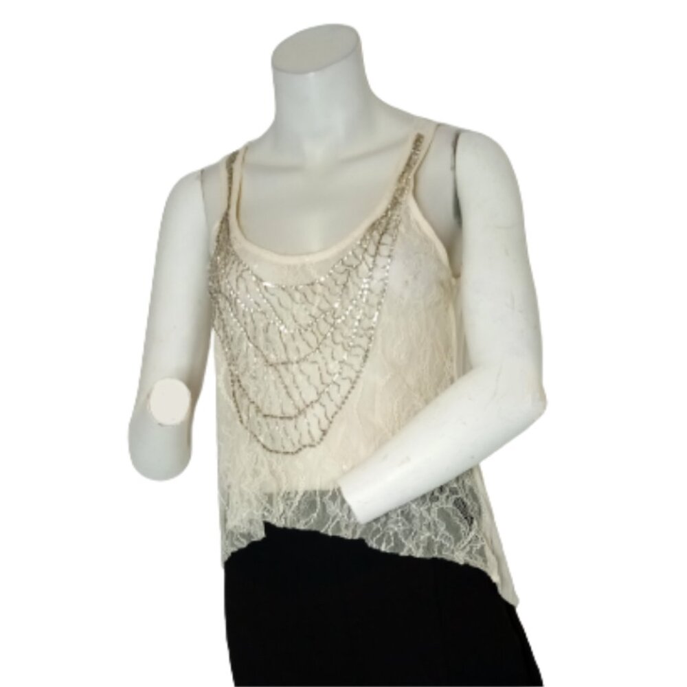 Ivory Tank Top  (fabric catches on beads)